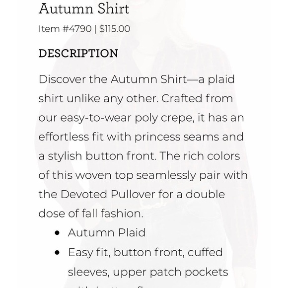 Cabi Autumn Shirt #4790 - Picture 5 of 5